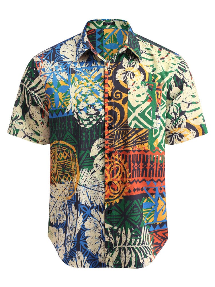 Hawaiian Tropical Button Down Vintage Floral Shirt (US Only)